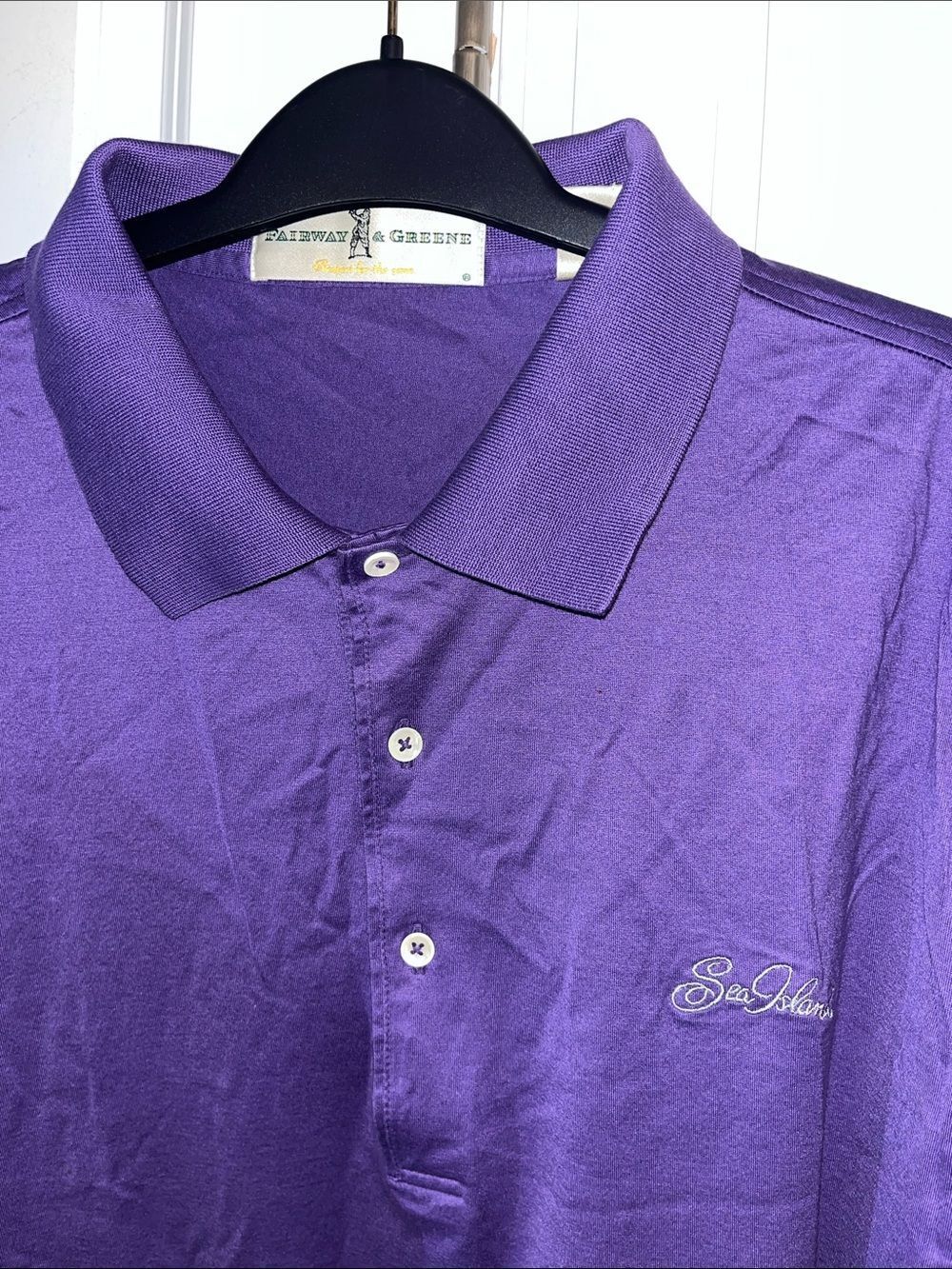 Purple Fairway & Greene Sea island Georgia resort cotton golf polo shirt XL